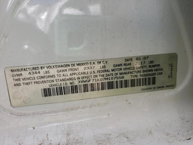 Photo 10 from auction – 2007 VOLKSWAGEN JETTA with VIN 3VWGF71K07M107558