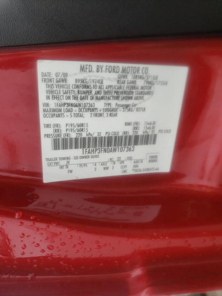 Photo 10 from auction – 2010 FORD FOCUS SE with VIN 1FAHP3FN0AW107363