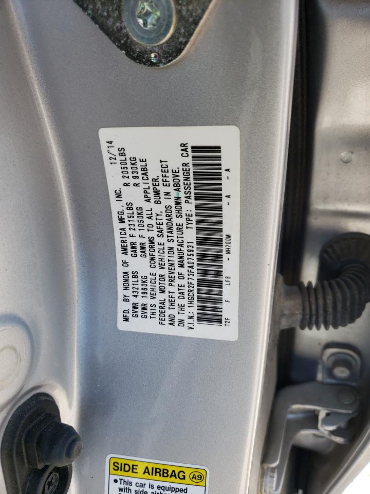 Photo 10 from auction – 2015 HONDA ACCORD EX with VIN 1HGCR2F73FA075931