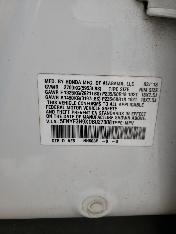 Photo 10 from auction – 2013 HONDA PILOT TOUR with VIN 5FNYF3H9XDB027008