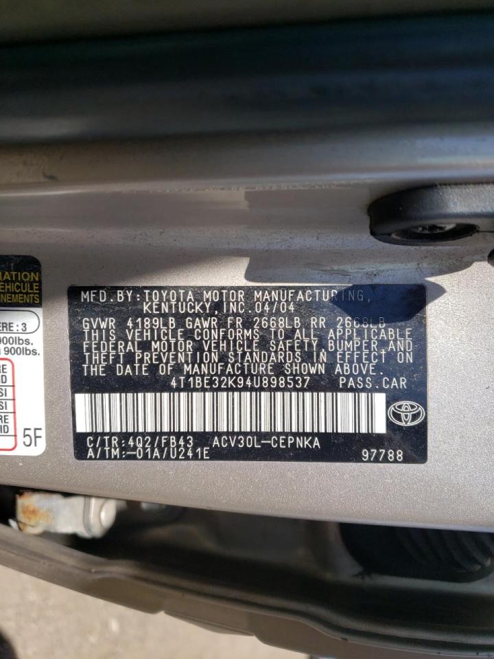 Photo 10 from auction – 2004 TOYOTA CAMRY LE with VIN 4T1BE32K94U898537
