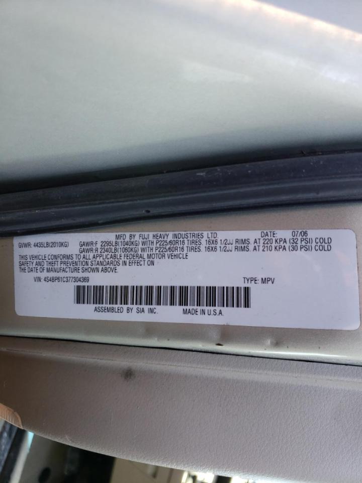 Photo 10 from auction – 2007 SUBARU LEGACY OUT with VIN 4S4BP61C377304369