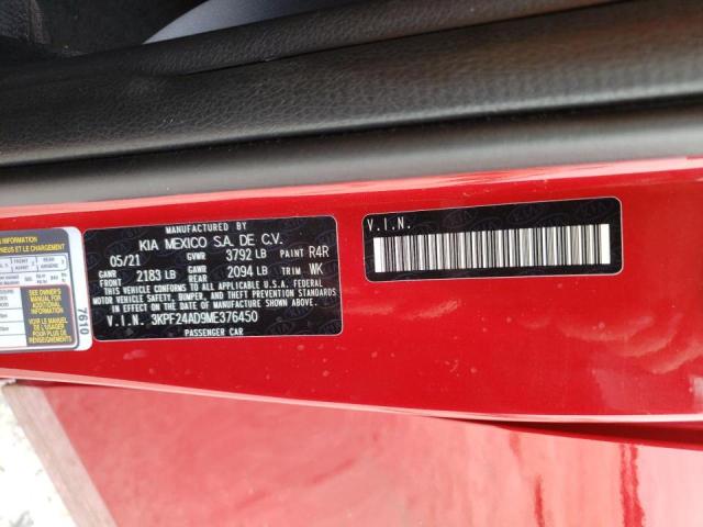 Photo 10 from auction – 2021 KIA FORTE FE with VIN 3KPF24AD9ME376450
