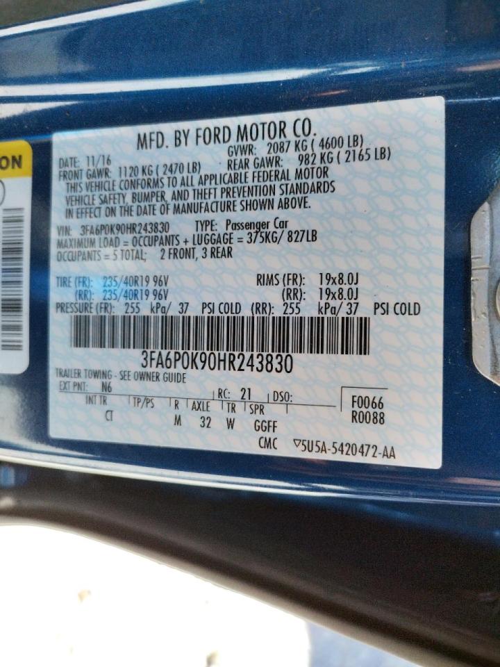 Photo 10 from auction – 2017 FORD FUSION TIT with VIN 3FA6P0K90HR243830