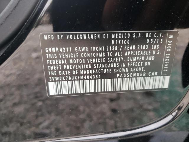 VOLKSWAGEN JETTA BASE 2015 with VIN 3VW2K7AJXFM404381 - Photo from auction