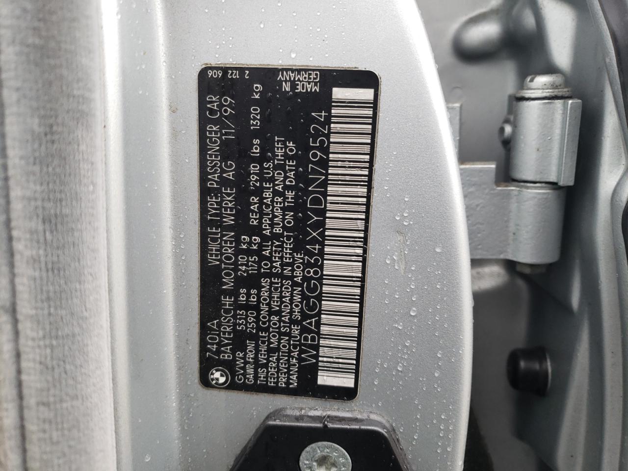 Photo 10 from auction – 2000 BMW 740 I AUTO with VIN WBAGG834XYDN79524