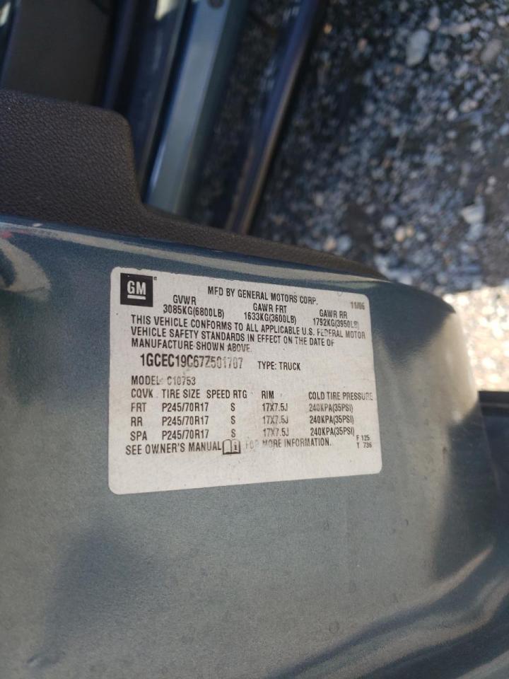 Photo 10 from auction – 2007 CHEVROLET SILVERADO with VIN 1GCEC19C67Z501707