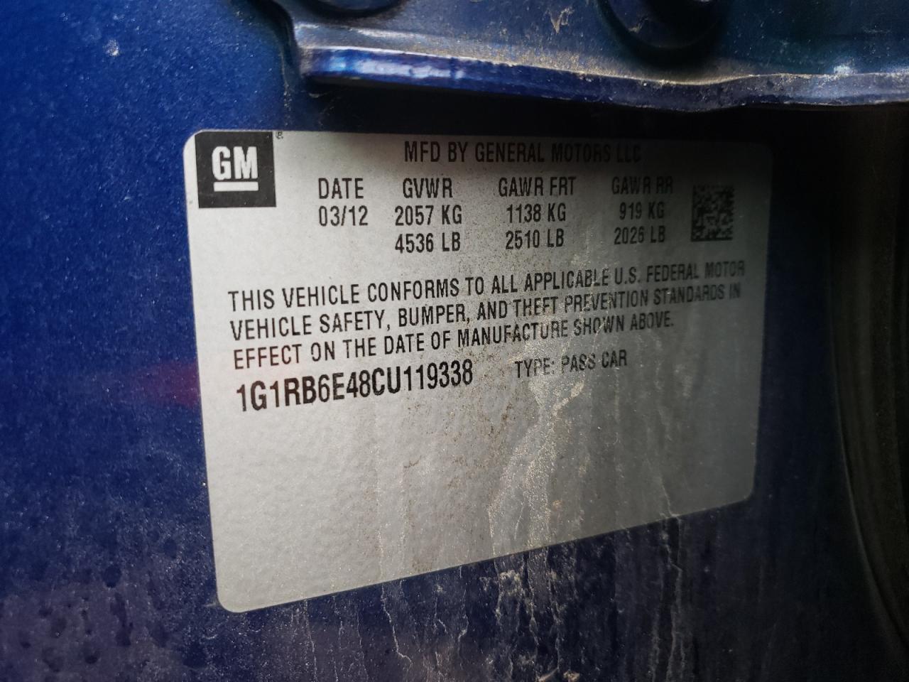 Photo 10 from auction – 2012 CHEVROLET VOLT with VIN 1G1RB6E48CU119338