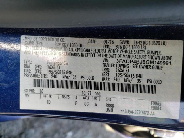Photo 10 from auction – 2016 FORD FIESTA SE with VIN 3FADP4BJ8GM149991