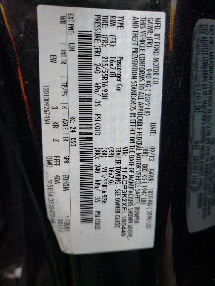 Photo 10 from auction – 2014 FORD FOCUS SE with VIN 1FADP3K2XEL180449