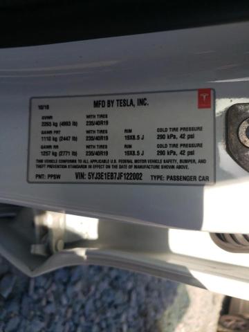 Photo 10 from auction – 2018 TESLA MODEL 3 with VIN 5YJ3E1EB7JF122002