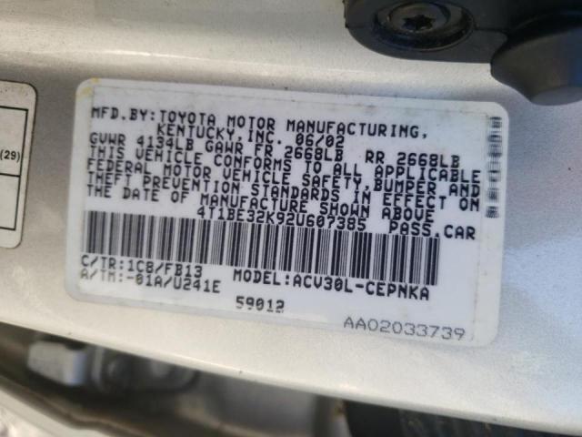 Photo 10 from auction – 2002 TOYOTA CAMRY LE with VIN 4T1BE32K92U607385