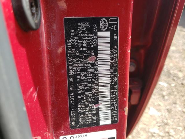 Photo 10 from auction – 2006 TOYOTA COROLLA CE with VIN 2T1BR30E46C699823