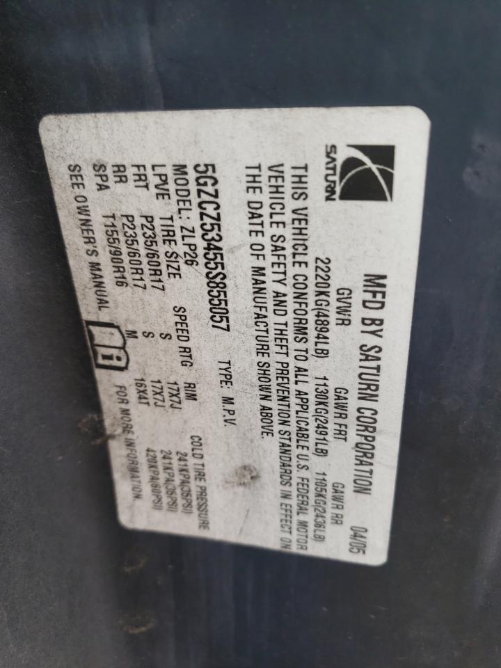 Photo 10 from auction – 2005 SATURN VUE with VIN 5GZCZ53455S855057