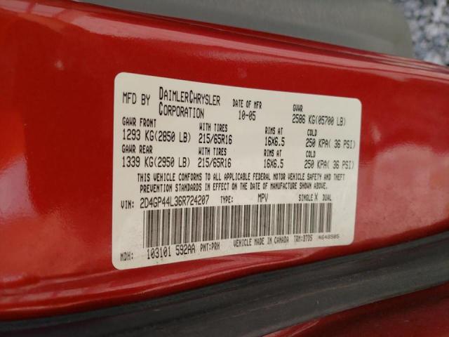 Photo 10 from auction – 2006 DODGE GRAND CARA with VIN 2D4GP44L36R724207