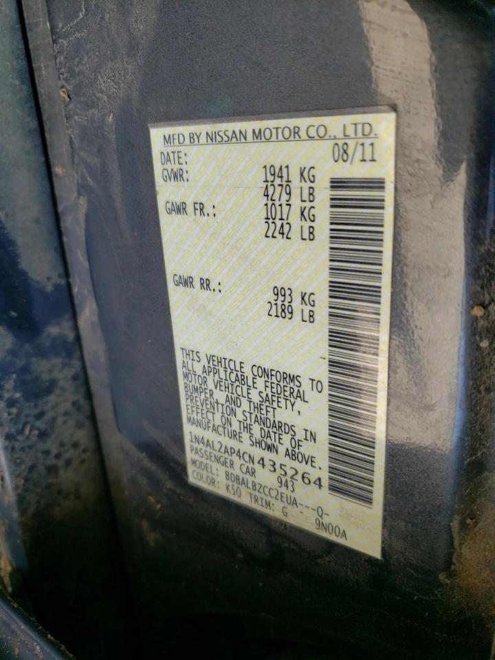 Photo 10 from auction – 2012 NISSAN ALTIMA BAS with VIN 1N4AL2AP4CN435264