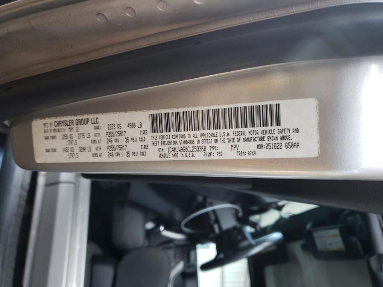 Photo 10 from auction – 2012 JEEP WRANGLER S with VIN 1C4AJWAG0CL253368