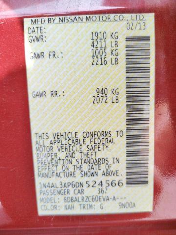 Photo 10 from auction – 2013 NISSAN ALTIMA 2.5 with VIN 1N4AL3AP6DN524566