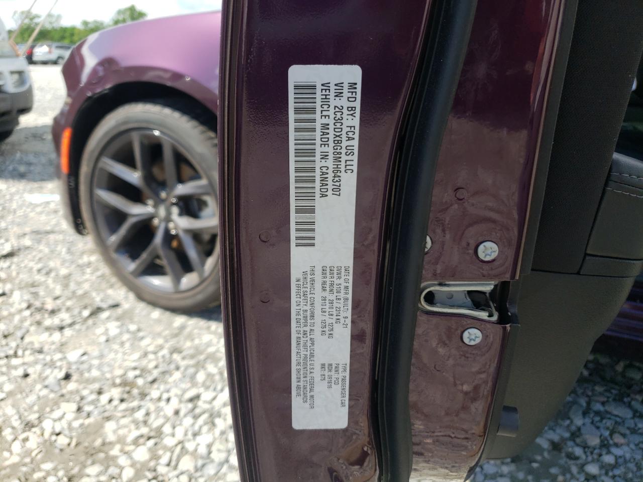 Photo 10 from auction – 2021 DODGE CHARGER SX with VIN 2C3CDXBG8MH643707