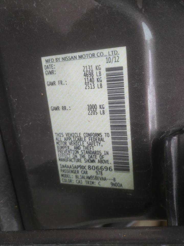 Photo 10 from auction – 2013 NISSAN MAXIMA S with VIN 1N4AA5AP9DC806696