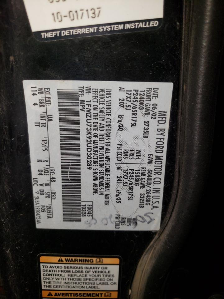 Photo 10 from auction – 2002 FORD EXPLORER X with VIN 1FMZU73K92UD30289