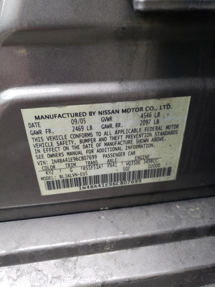 Photo 10 from auction – 2006 NISSAN MAXIMA SE with VIN 1N4BA41E96C807699