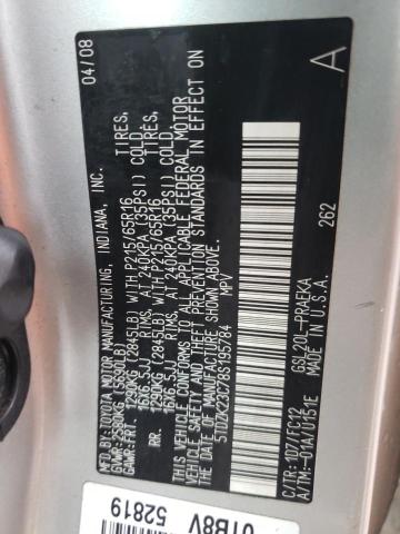 Photo 10 from auction – 2008 TOYOTA SIENNA CE with VIN 5TDZK23C78S195784