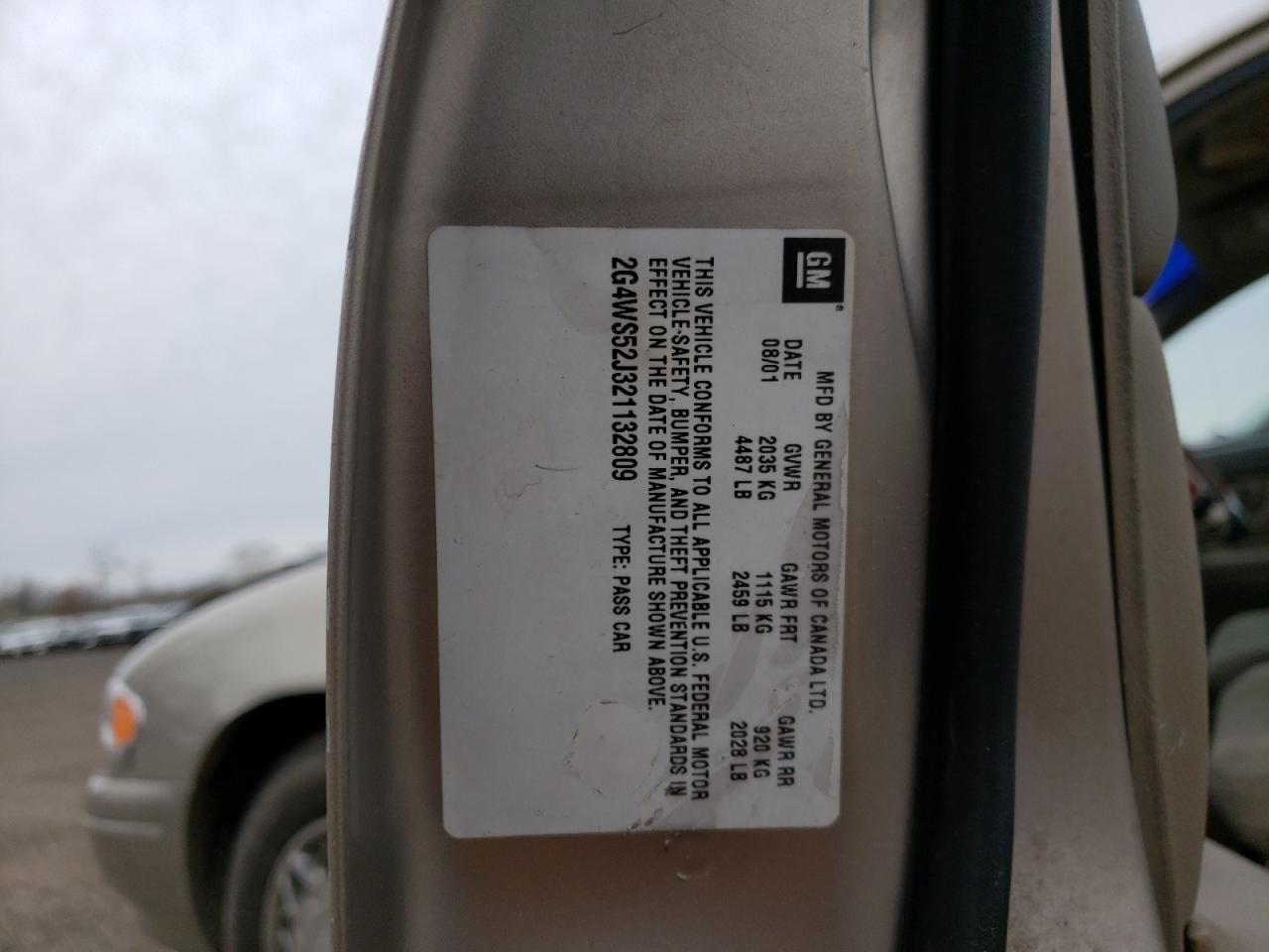 Photo 10 from auction – 2002 BUICK CENTURY CU with VIN 2G4WS52J321132809