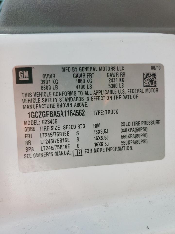 Photo 10 from auction – 2010 CHEVROLET EXPRESS G2 with VIN 1GCZGFBA5A1164562