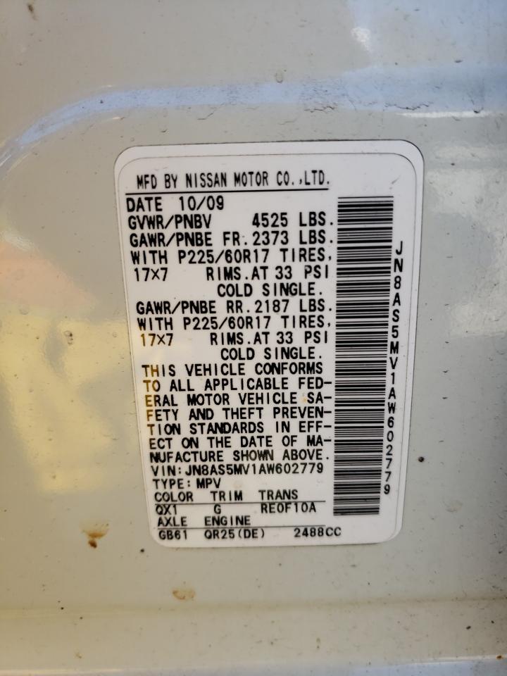 Photo 10 from auction – 2010 NISSAN ROGUE with VIN JN8AS5MV1AW602779