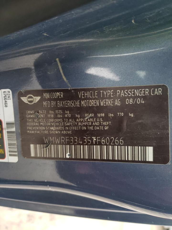 Photo 10 from auction – 2005 MINI COOPER with VIN WMWRF33435TF60266
