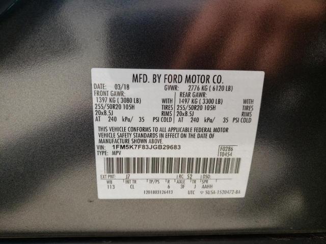 Photo 10 from auction – 2018 FORD EXPLORER L with VIN 1FM5K7F83JGB29683