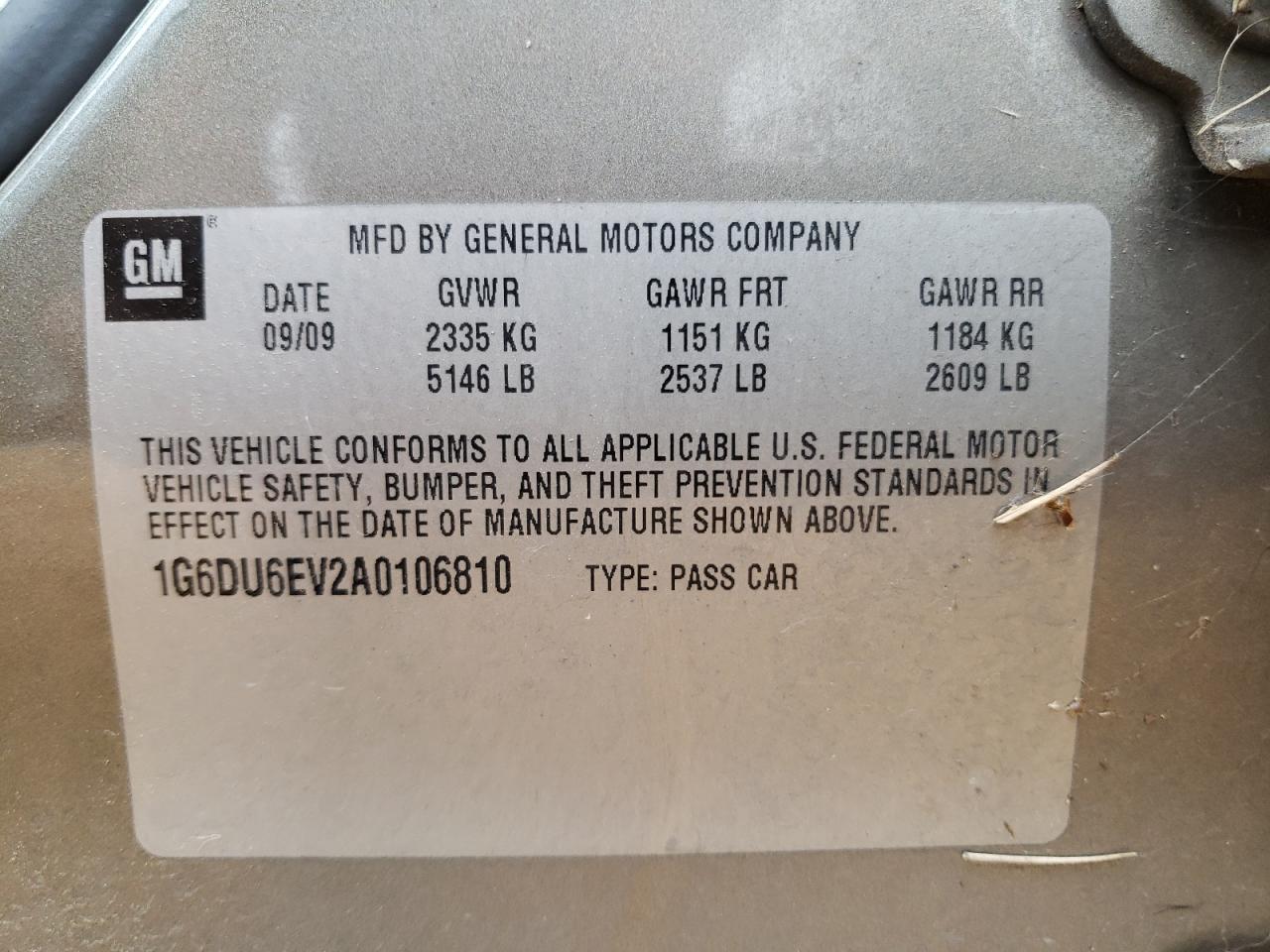 Photo 10 from auction – 2010 CADILLAC STS with VIN 1G6DU6EV2A0106810