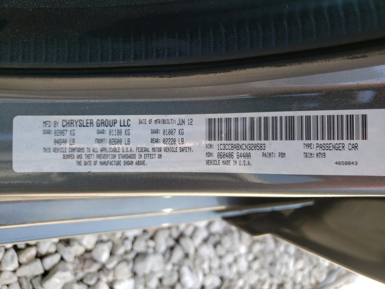 Photo 10 from auction – 2012 CHRYSLER 200 LX with VIN 1C3CCBABXCN320583