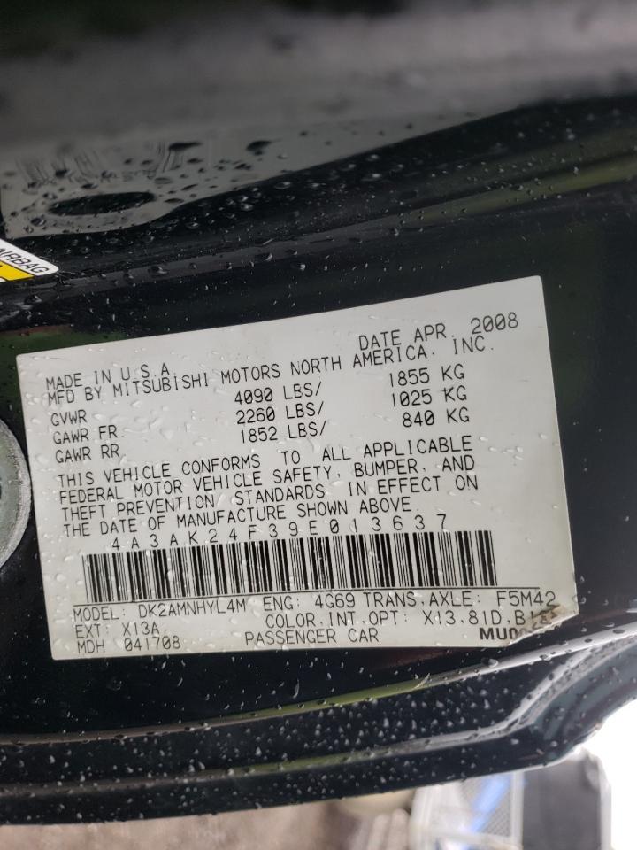 Photo 10 from auction – 2009 MITSUBISHI ECLIPSE GS with VIN 4A3AK24F39E013637