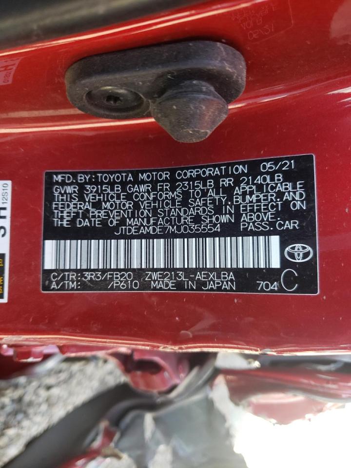 Photo 10 from auction – 2021 TOYOTA COROLLA LE with VIN JTDEAMDE7MJ035554