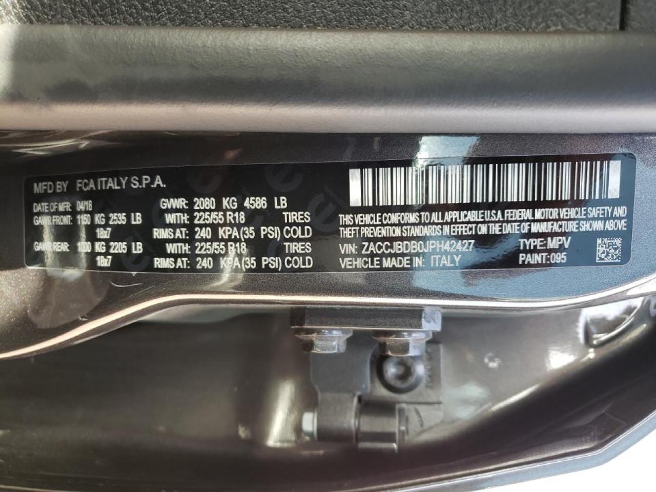 Photo 10 from auction – 2018 JEEP RENEGADE L with VIN ZACCJBDB0JPH42427