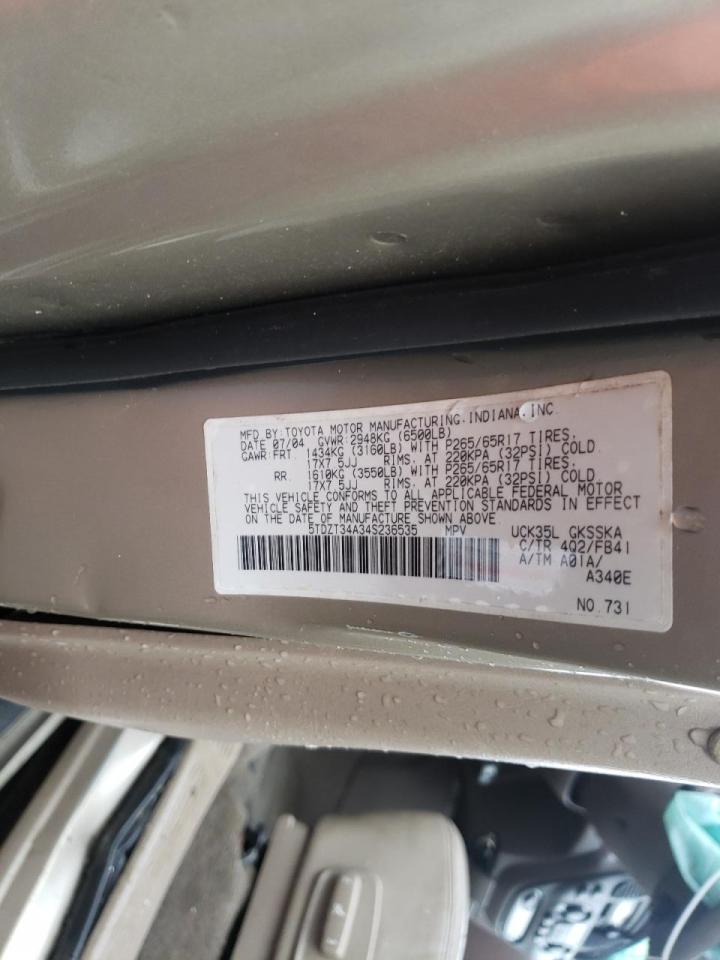 Photo 10 from auction – 2004 TOYOTA SEQUOIA SR with VIN 5TDZT34A34S236535