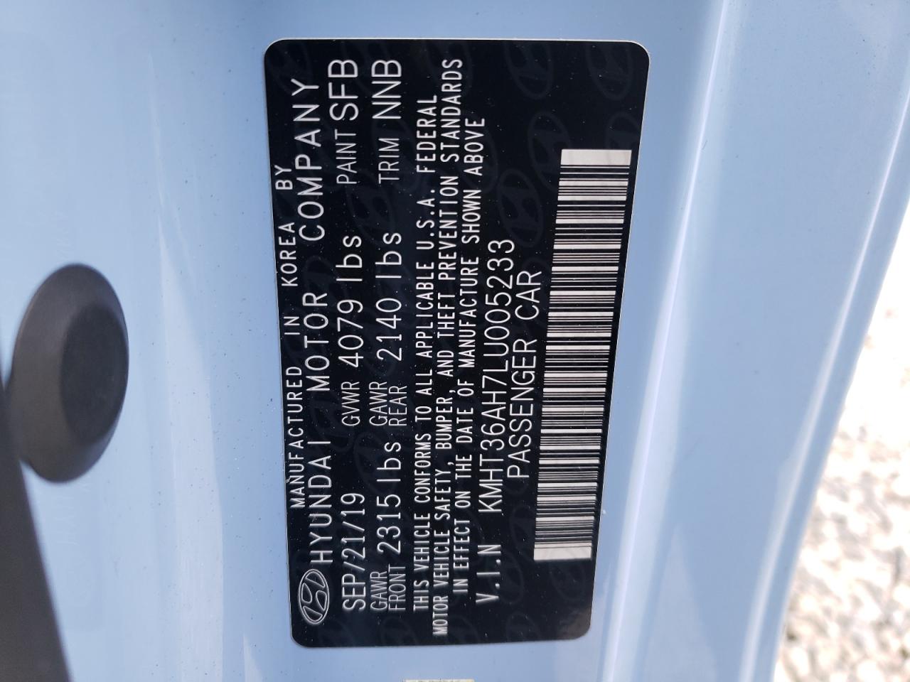 Photo 10 from auction – 2020 HYUNDAI VELOSTER N with VIN KMHT36AH7LU005233