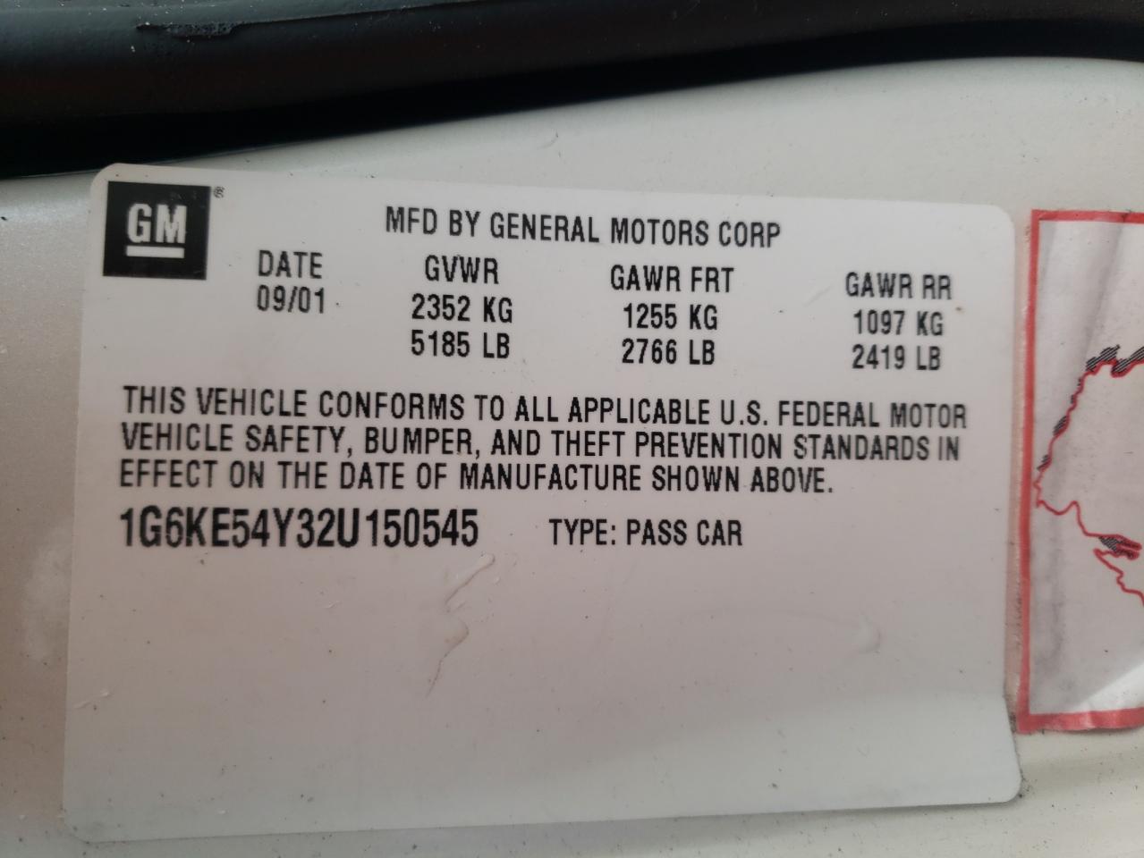 Photo 10 from auction – 2002 CADILLAC DEVILLE with VIN 1G6KE54Y32U150545