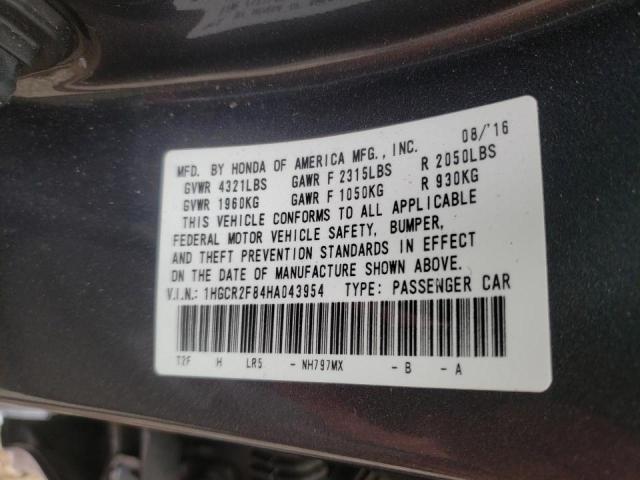 Photo 10 from auction – 2017 HONDA ACCORD EXL with VIN 1HGCR2F84HA043954