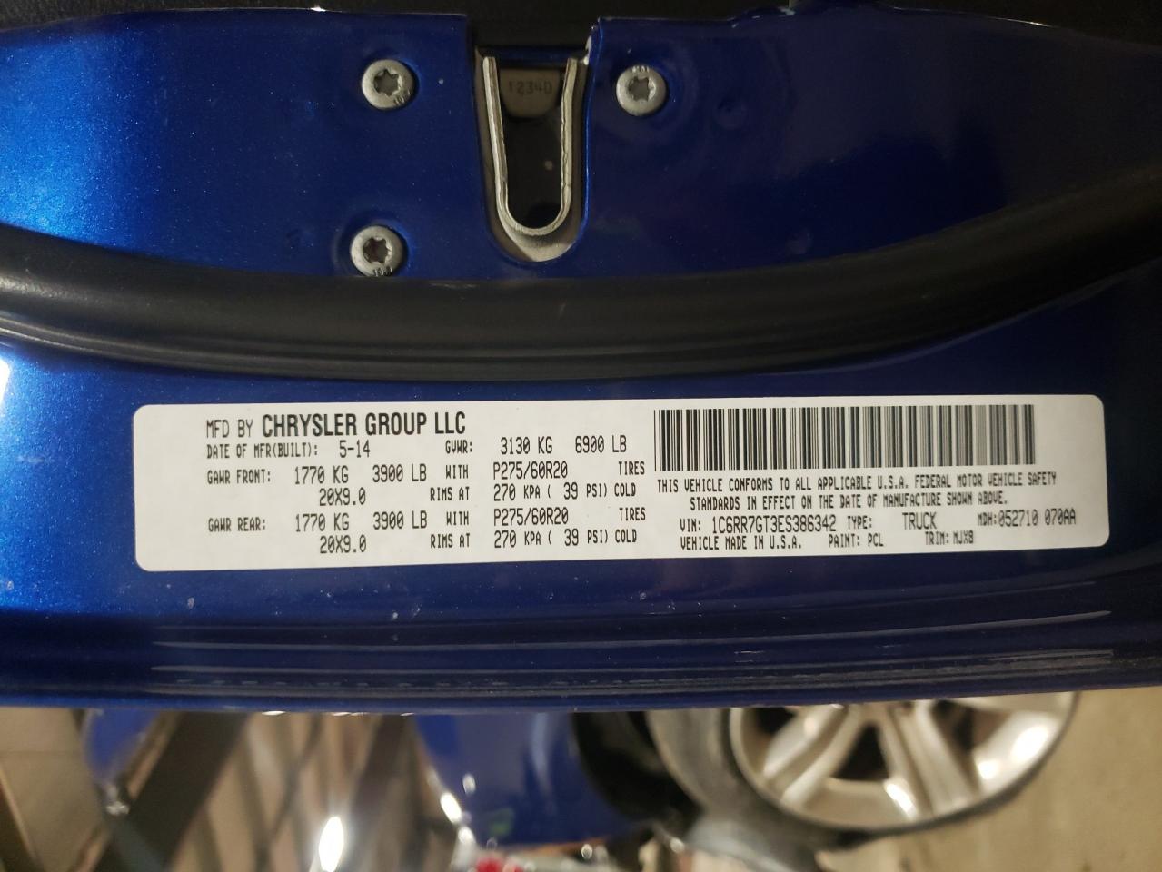 Photo 10 from auction – 2014 RAM 1500 SLT with VIN 1C6RR7GT3ES386342