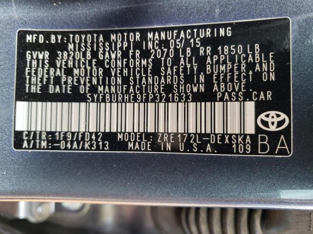 Photo 10 from auction – 2015 TOYOTA COROLLA L with VIN 5YFBURHE9FP321633