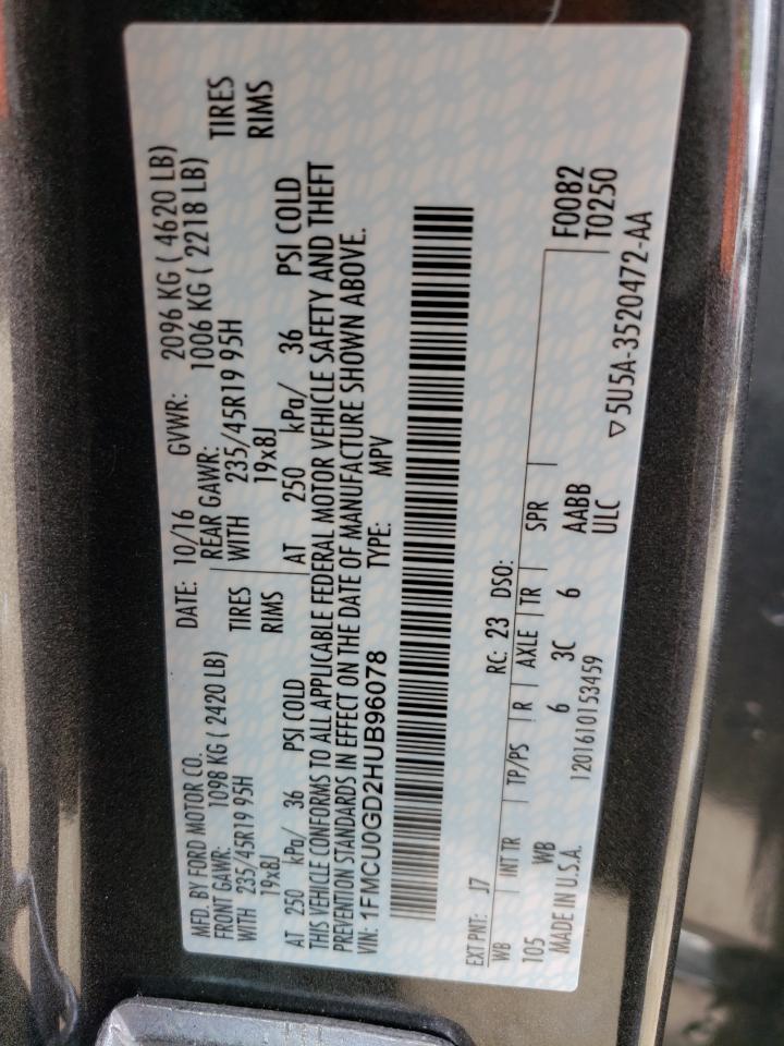 Foto 10 de la subasta – 2017 FORD ESCAPE SE con VIN 1FMCU0GD2HUB96078
