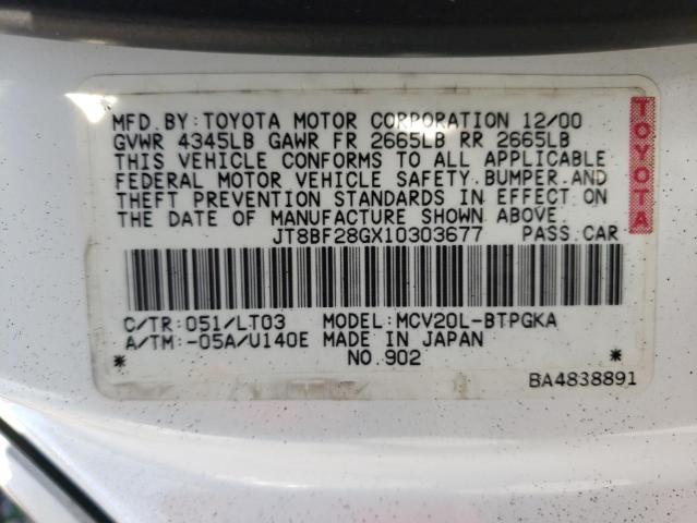 Photo 10 from auction – 2001 LEXUS ES 300 with VIN JT8BF28GX10303677