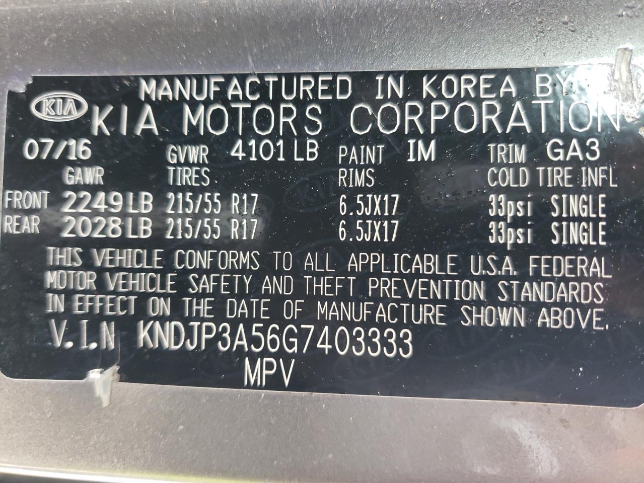 Photo 10 from auction – 2016 KIA SOUL + with VIN KNDJP3A56G7403333