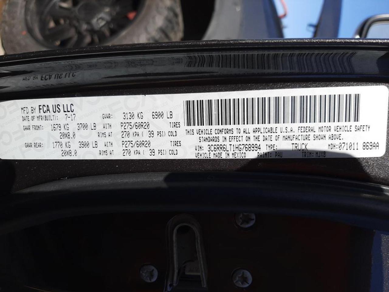 Zdjęcie 10 z aukcji – 2017 RAM 1500 SLT z VIN 3C6RR6LT1HG768994