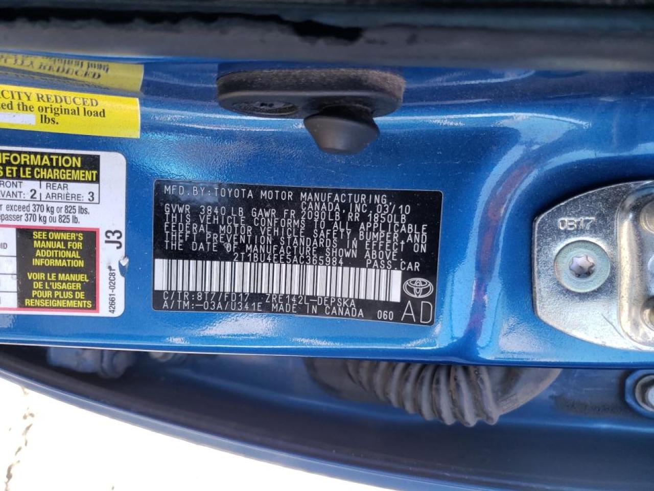 Photo 10 from auction – 2010 TOYOTA COROLLA BA with VIN 2T1BU4EE5AC365984