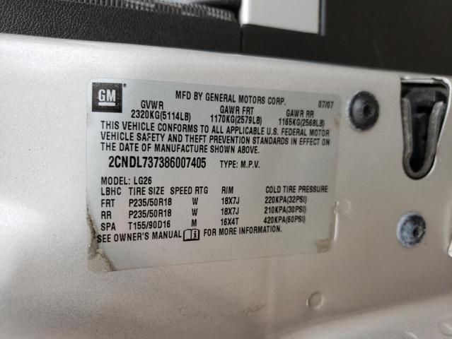 Photo 10 from auction – 2008 CHEVROLET EQUINOX SP with VIN 2CNDL737386007405