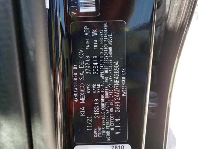 Photo 10 from auction – 2022 KIA FORTE FE with VIN 3KPF24AD7NE428904